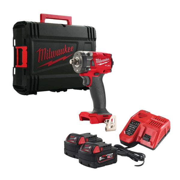 Milwaukee M18 FIW2F12-502X 18V Li-ion Accu slagmoersleutel set (2x 5.0Ah accu) in HD Box - 339Nm - 1/2''